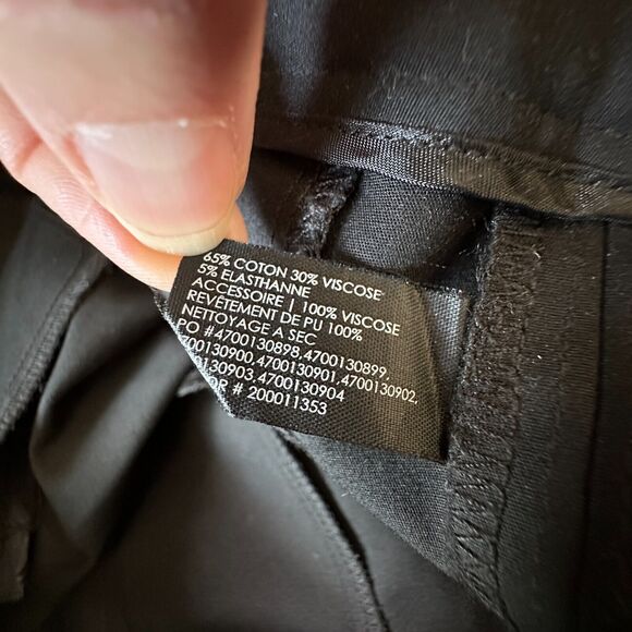 Club Monaco Black Straight Leg Leather Trimmed Zip & Pockets Trouser Pants 10 - Picture 9 of 12